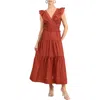 Adelyn Rae Ennie Textured Tiered Midi Dress In Rust