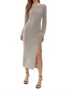 Adelyn Rae Estelle Metallic Knit Midi Dress In Silver In Silver