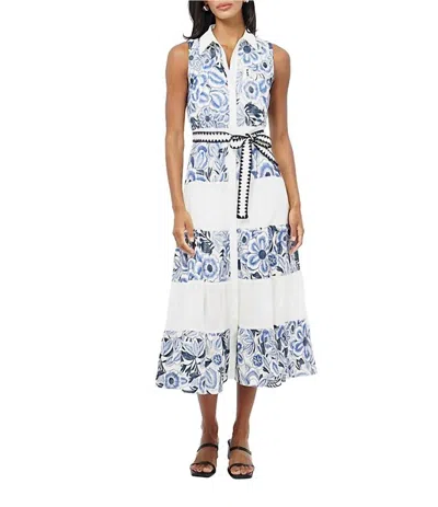ADELYN RAE ETHENA EMBROIDERED MIDI DRESS IN BLUE