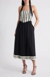 Adelyn Rae Fernanda Halter Cotton Midi Dress In Black