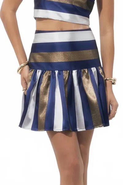 Adelyn Rae Fiona Stripe Mini Skirt In Navy/bronze In Multi
