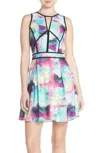 Adelyn Rae Fit And Flare Sleeveless Mini Cocktail Dress In Multicolor In Multi