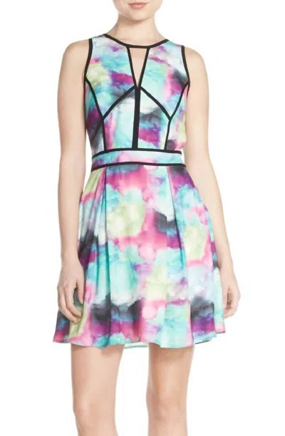 Adelyn Rae Fit And Flare Sleeveless Mini Cocktail Dress In Multicolor