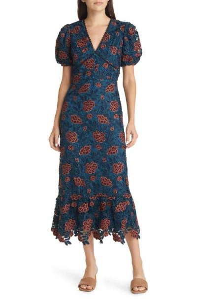 Adelyn Rae Floral Guipure Lace Sheath Dress In Multi