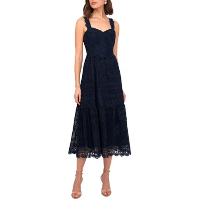 Adelyn Rae Floral Lace Maxi Dress In Navy