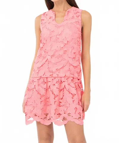 Adelyn Rae Francesca 3d Lace Drop Waist Mini Dress In Bubblegum Pink