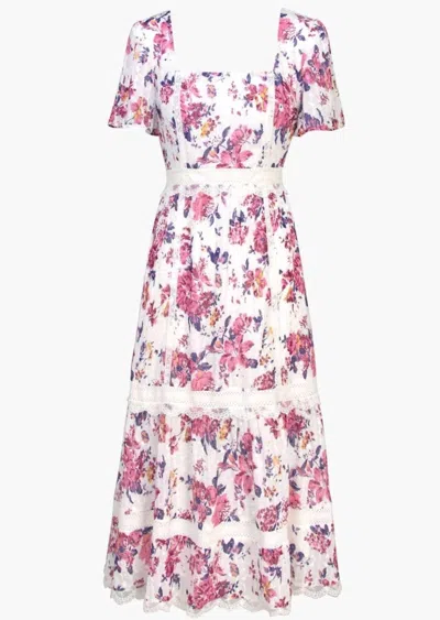 Adelyn Rae Freija Lace Inset Printed Midi Dress In Pink
