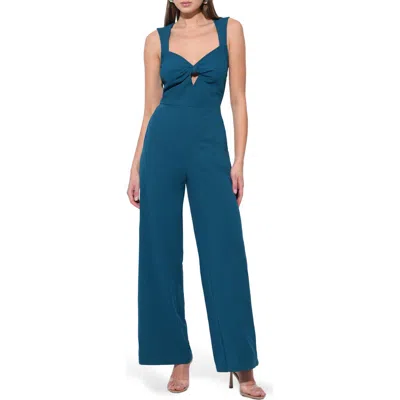 Adelyn Rae Frina Knit Sweetheart Jumpsuit In Teal