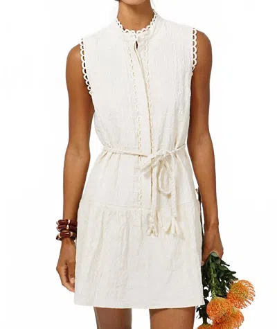 Adelyn Rae Genny Textured Sleeveless Shirt Mini Dress In Cream In Multi