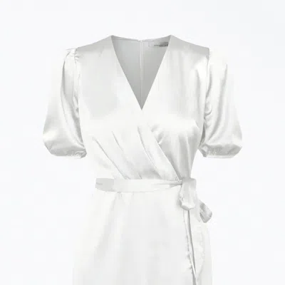 Adelyn Rae Glice Wrap-effect Belted Sateen Mini Dress In White