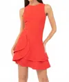 Adelyn Rae Grayson Tiered Mini Dress In Poppy Red In Red
