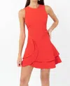 Adelyn Rae Grayson Tiered Mini Dress In Poppy Red In Orange