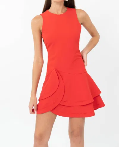 ADELYN RAE GRAYSON TIERED MINI DRESS IN POPPY RED