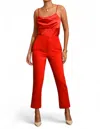 Adelyn Rae Gretchen High Waist Slim Fit Trousers In Red In Red