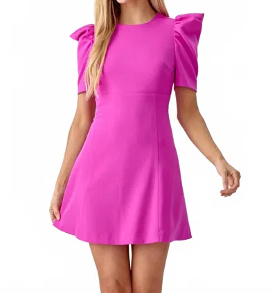 Adelyn Rae Gretchen Puff Sleeve Dress In Magenta In Pink