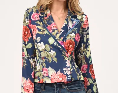 Adelyn Rae Haven Printed Blazer In Floral In Purple