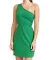 Adelyn Rae Helen One Shoulder Mini Dress In Forest Green In Green