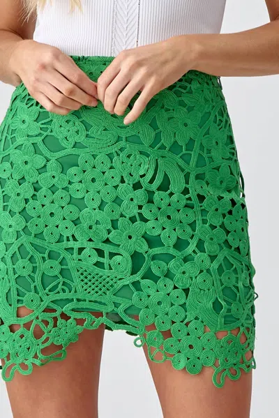 ADELYN RAE JANINE CROCHET LACE SKIRT IN GREEN