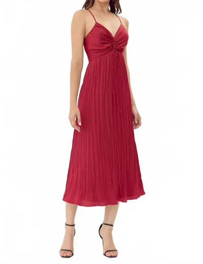 Adelyn Rae Jasmine Pleated Midi Dress In Cranberry In Pink