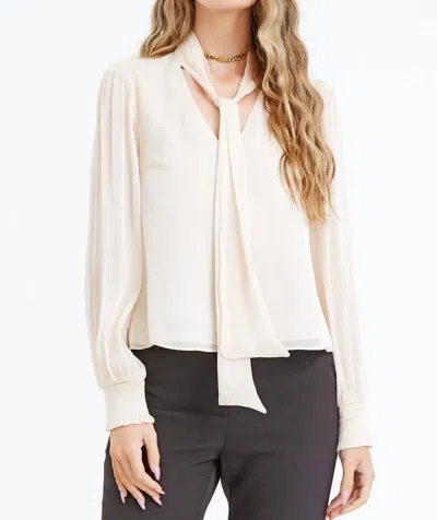 Adelyn Rae Jisenia Tie Neck Blouse In Ivory In Multi
