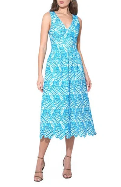 Adelyn Rae Joanna Basque Waist Midi Dress In Blue