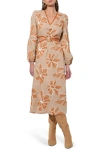 Adelyn Rae Joy Embroidered Side Cutout Long Sleeve Midi Dress In Multi