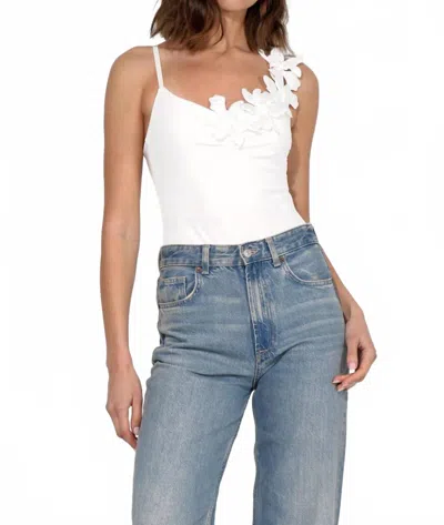 Adelyn Rae Justine Floral Applique Bodysuit In Ivory In Multi