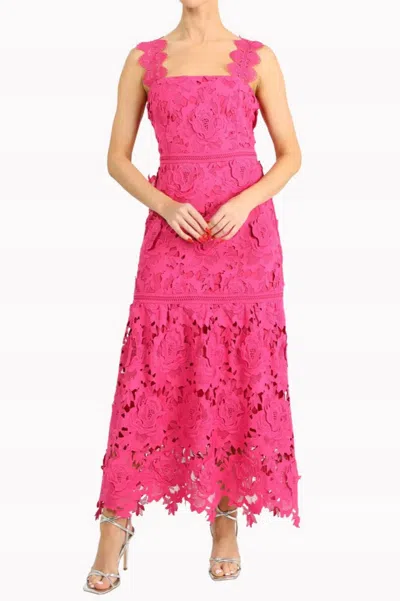 Adelyn Rae Karia Drop Waist 3d Lace Midi Dress In Pink