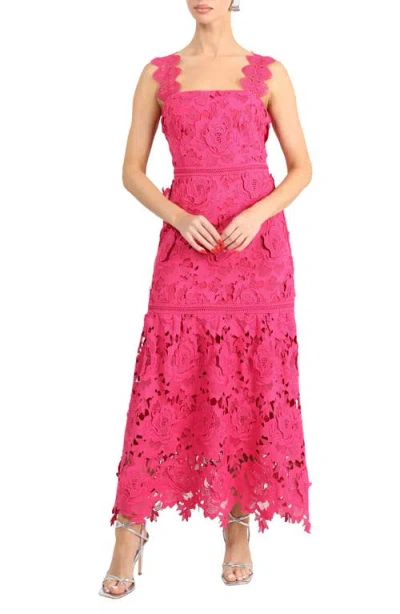 Adelyn Rae Karia Drop Waist Lace Midi Dress In Pink