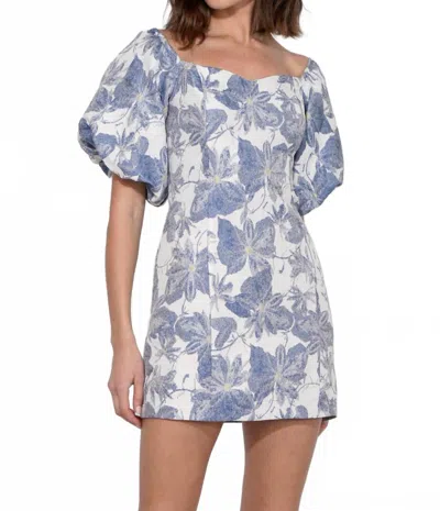 Adelyn Rae Kasia Jacquard Off Shoulder Mini Dress In Blue In Multi