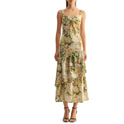 Adelyn Rae Kaya Ruffle Tiered Midi Sundress In Green