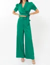 Adelyn Rae Keva High Waisted Trousers In Lake Green In Green