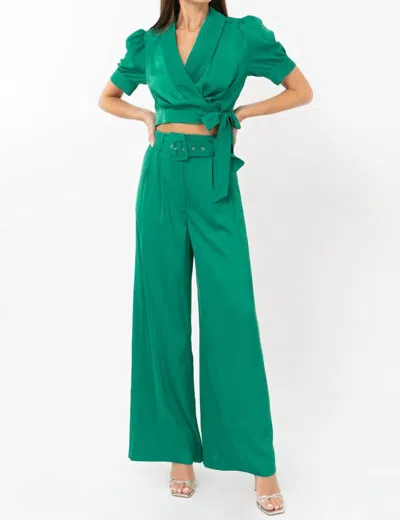 Adelyn Rae Keva High Waisted Trousers In Lake Green