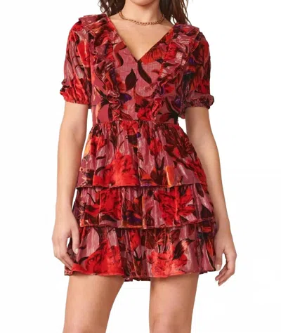 Adelyn Rae Khalia Burnout Tiered Dress In Cherry In Red