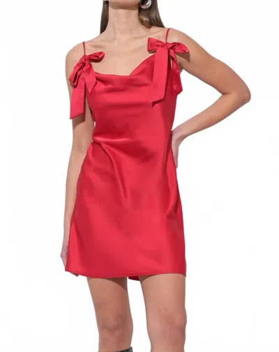 Adelyn Rae Kia Satin Mini Dress With Bows In Red