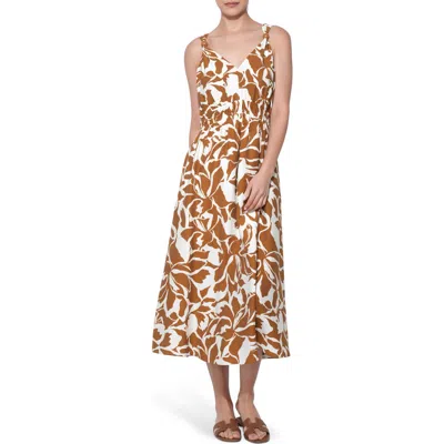 Adelyn Rae Kiana Wood Trim Sleeveless Maxi Dress In Brown