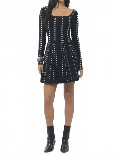 Adelyn Rae Kira Squareneck Stripe Sweater Mini Dress In Black