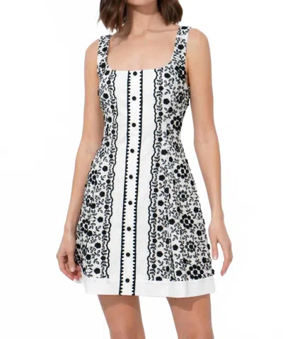 Adelyn Rae Kya Floral Embroidered Mini Dress In Black/white In Multi