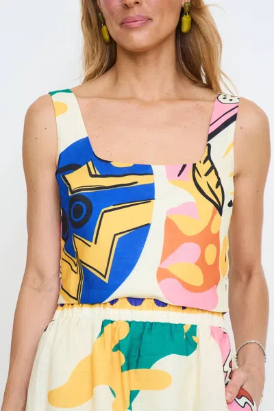 Adelyn Rae Kylie Square Neck Smocked Top In Multi