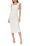 Adelyn Rae Lara Lace Trim Textured Body-con Midi Dress In Cream