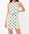 Adelyn Rae Lelou Polka Dot Tie Dress In Ivory/black In Multi