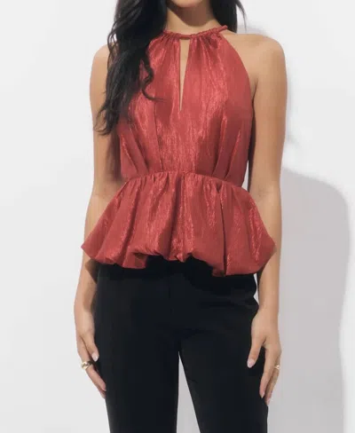 Adelyn Rae Lidia Textured Halter Top In Dart Rust In Red