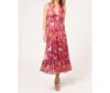 Adelyn Rae Lois Pleated Maxi Dress In Ultra Pink Floral In Pink