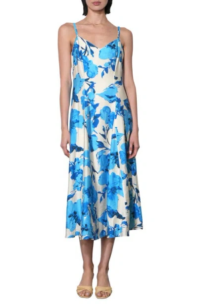Adelyn Rae Lucille Satin Midi Dress In Blue