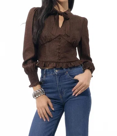 Adelyn Rae Lucy Bow Blouse In Brown