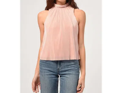 Adelyn Rae Luna Plisse Surplice Back Mock Neck Top In Powder Pink