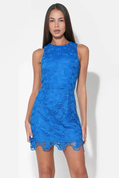 Adelyn Rae Mackenzie Open Back Scallop Lace Mini Dress In Blue