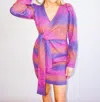 ADELYN RAE MAIA OMBRE SWEATER KNIT WRAP DRESS IN PINK MULTI