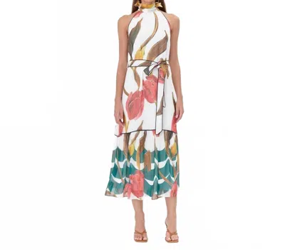 Adelyn Rae Maisy Printed Tiered Maxi Dress In White Multi