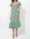 Adelyn Rae Maja Cotton Crochet Flutter Sleeve Midi Dress In Green In Green